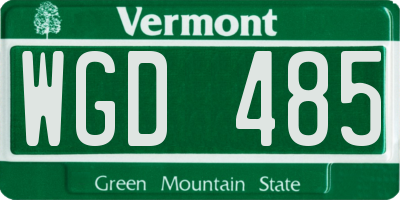 VT license plate WGD485