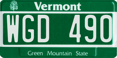 VT license plate WGD490