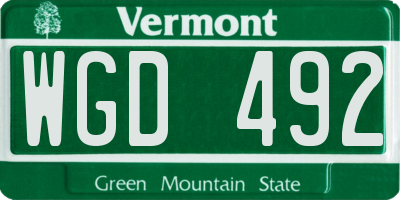 VT license plate WGD492