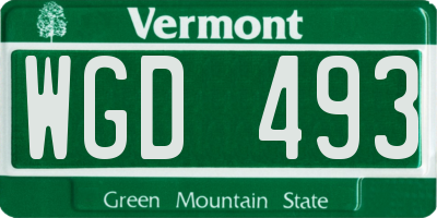 VT license plate WGD493