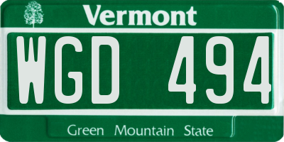 VT license plate WGD494