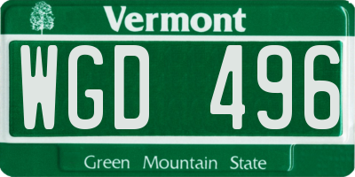 VT license plate WGD496