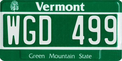 VT license plate WGD499