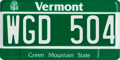 VT license plate WGD504
