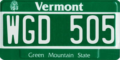VT license plate WGD505