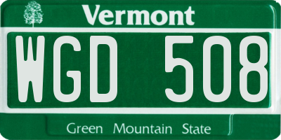 VT license plate WGD508