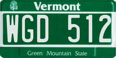 VT license plate WGD512