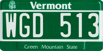 VT license plate WGD513