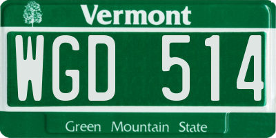 VT license plate WGD514