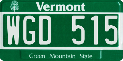 VT license plate WGD515