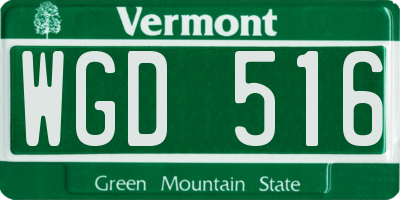 VT license plate WGD516