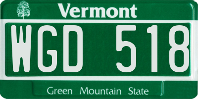 VT license plate WGD518
