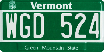 VT license plate WGD524