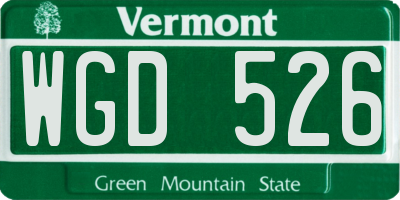 VT license plate WGD526