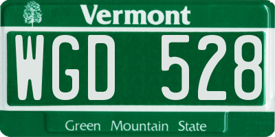 VT license plate WGD528