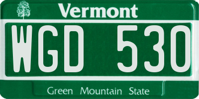 VT license plate WGD530