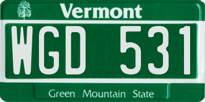 VT license plate WGD531