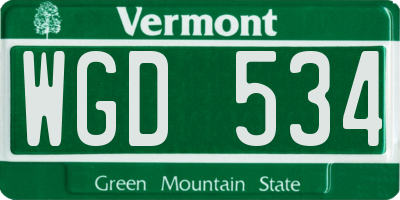 VT license plate WGD534