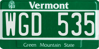 VT license plate WGD535