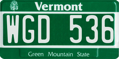 VT license plate WGD536