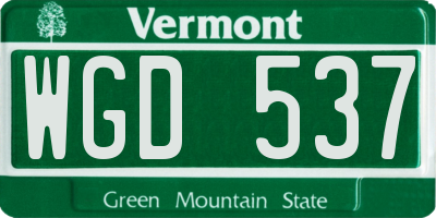 VT license plate WGD537