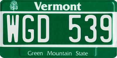 VT license plate WGD539