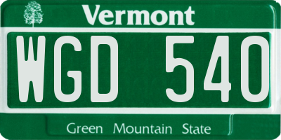 VT license plate WGD540