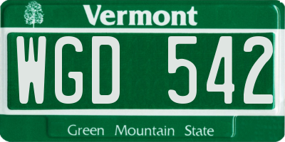 VT license plate WGD542