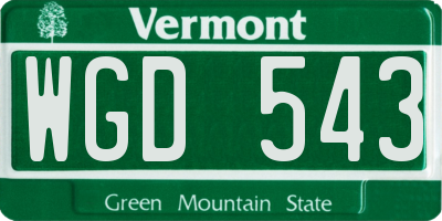 VT license plate WGD543