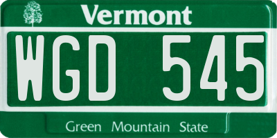VT license plate WGD545