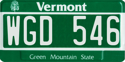 VT license plate WGD546