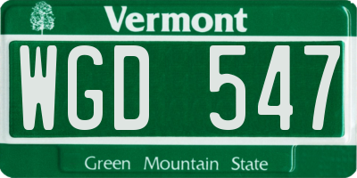 VT license plate WGD547