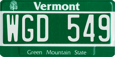 VT license plate WGD549