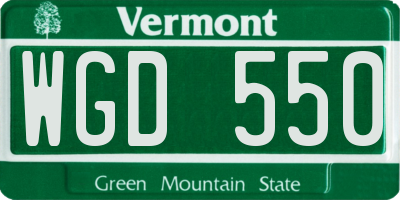 VT license plate WGD550