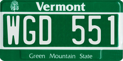 VT license plate WGD551