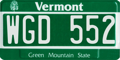VT license plate WGD552