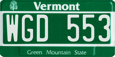 VT license plate WGD553