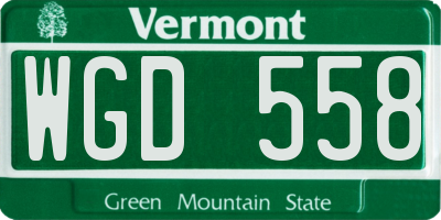 VT license plate WGD558