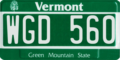 VT license plate WGD560