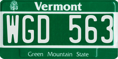 VT license plate WGD563