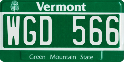 VT license plate WGD566