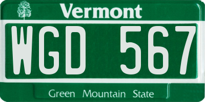 VT license plate WGD567