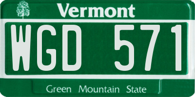 VT license plate WGD571