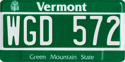 VT license plate WGD572