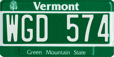 VT license plate WGD574