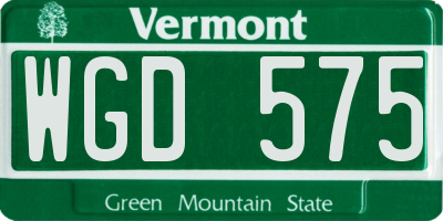 VT license plate WGD575