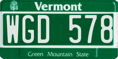 VT license plate WGD578