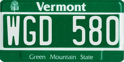 VT license plate WGD580
