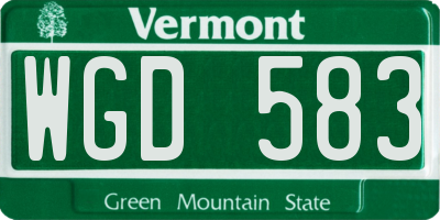 VT license plate WGD583