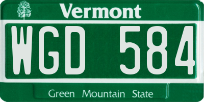 VT license plate WGD584